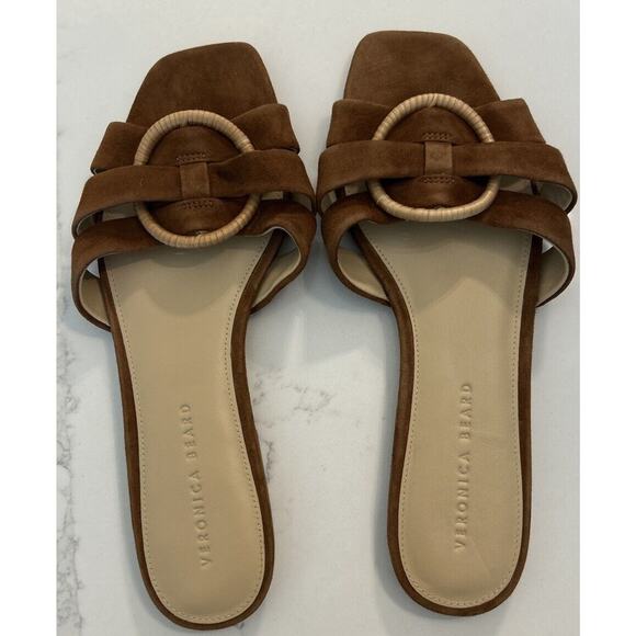 Veronica Beard Brown Sandals with Gold Accent - Picture 4 of 10